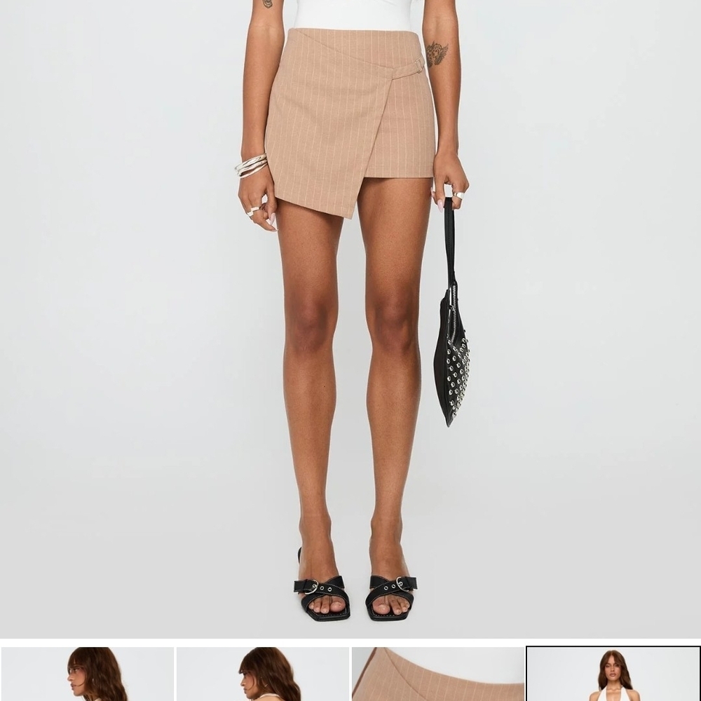 Princess Polly Tan Asymmetrical Wrap Mini Skirt